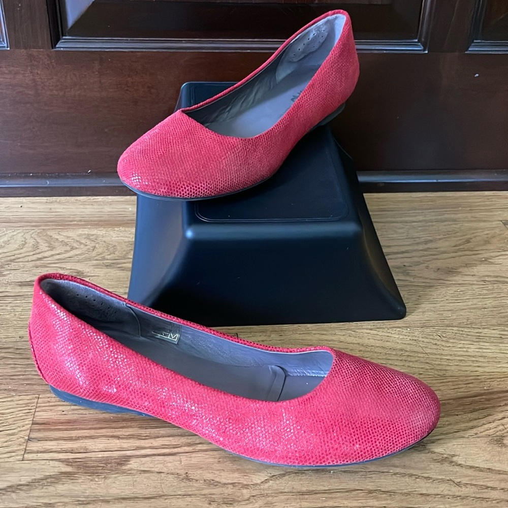 SAS Sofia flat Rouge Red Snakeprint Leather Made In Italy W8
